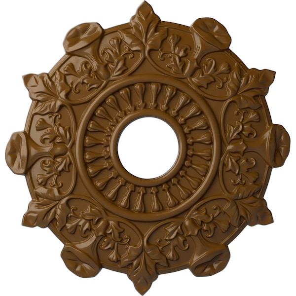 Ekena Millwork Preston Ceiling Medallion (Fits Canopies up to 4"), Hnd-Painted Smokey Topaz, 17 1/2"OD x 4"ID x 1"P CM17PRSTF - main